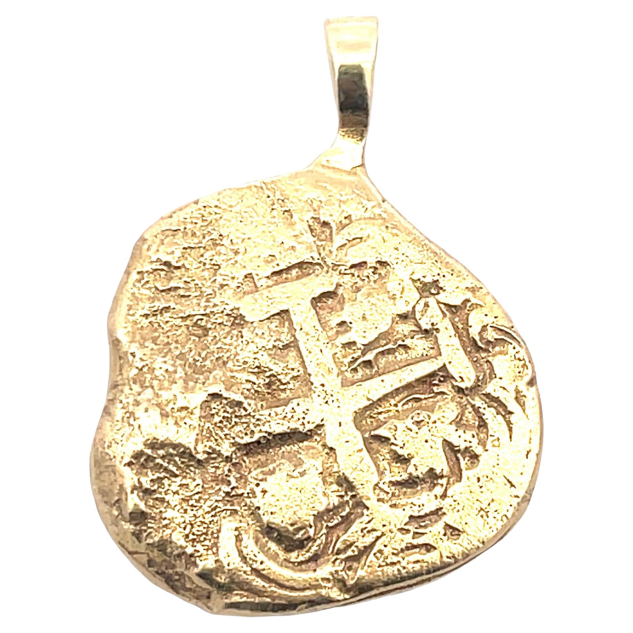 Collar Colgante Moneda Escudo Vintage Oro Amarillo 14K, Siglo XX