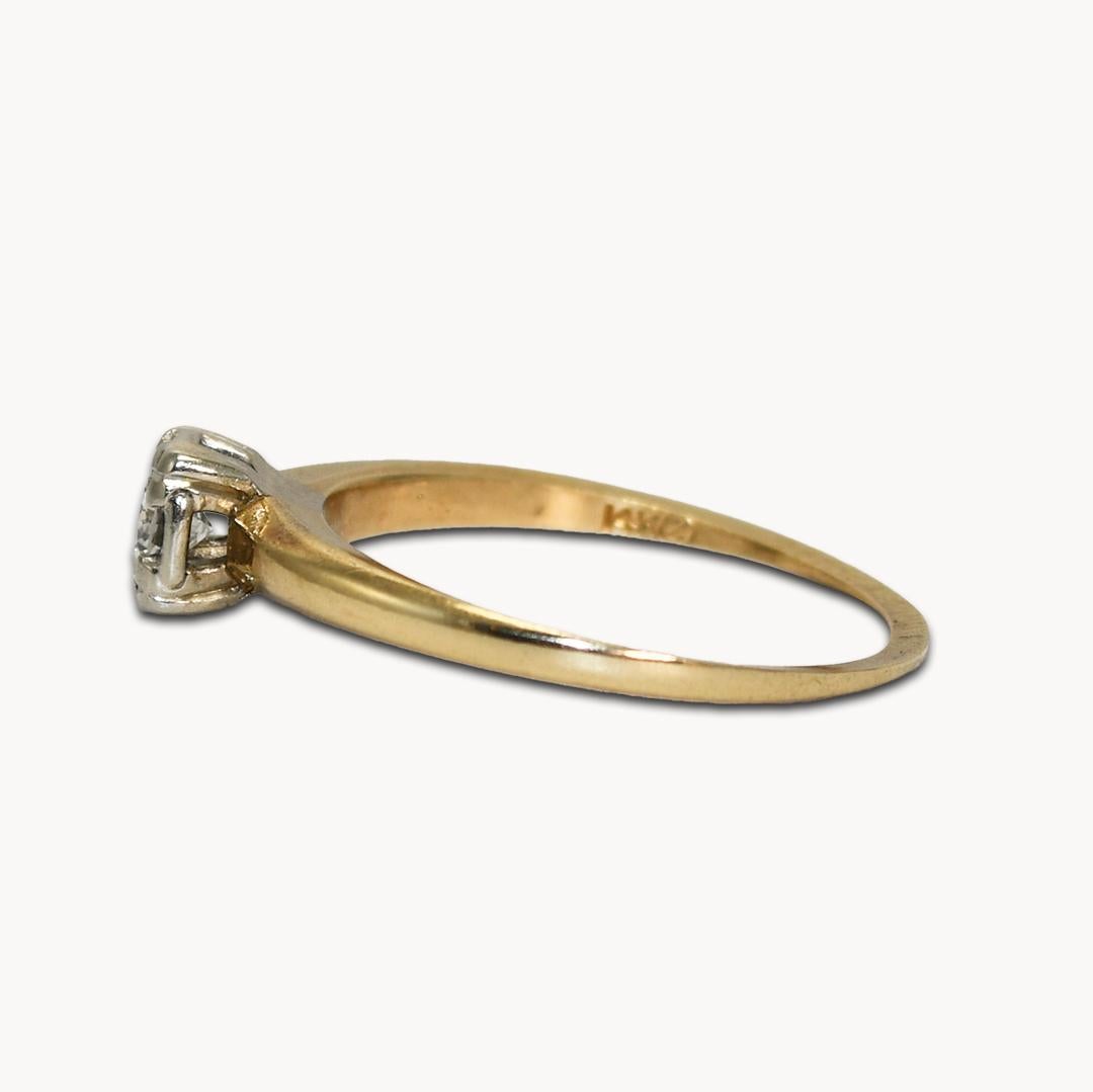 Women's or Men's 14K Yellow Gold Vintage Estate Diamond Ring 0.20ct For Sale