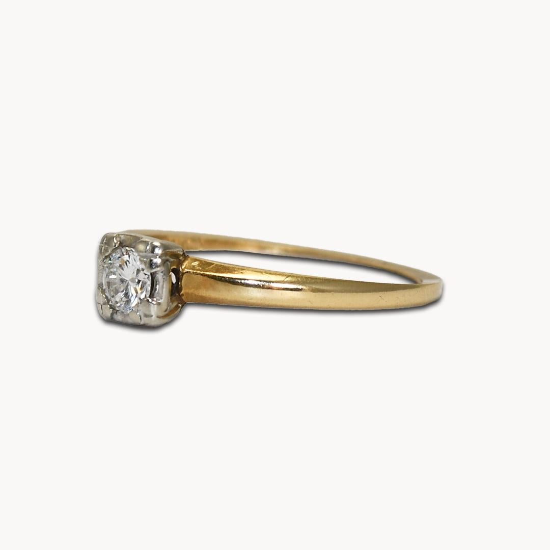 14K Yellow Gold Vintage Estate Diamond Ring 0.20ct For Sale 1