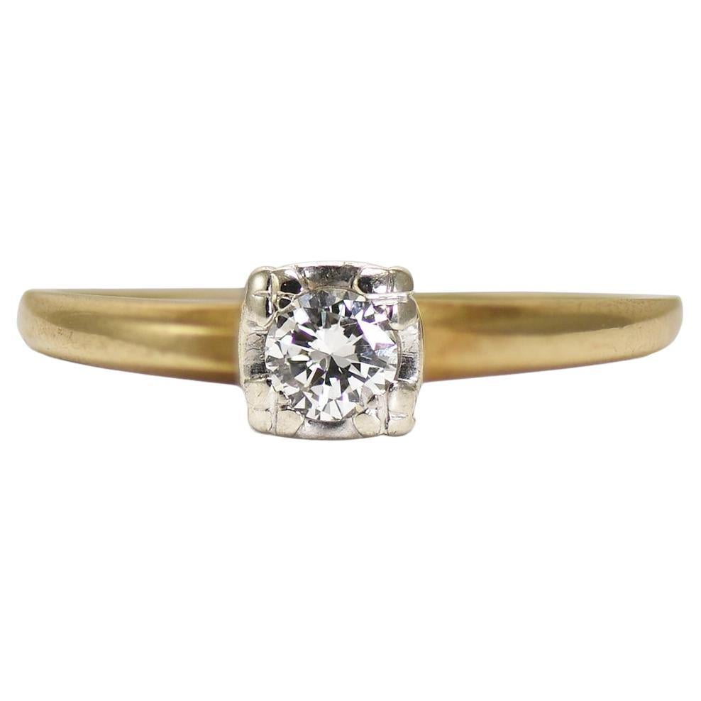 14K Yellow Gold Vintage Estate Diamond Ring 0.20ct For Sale