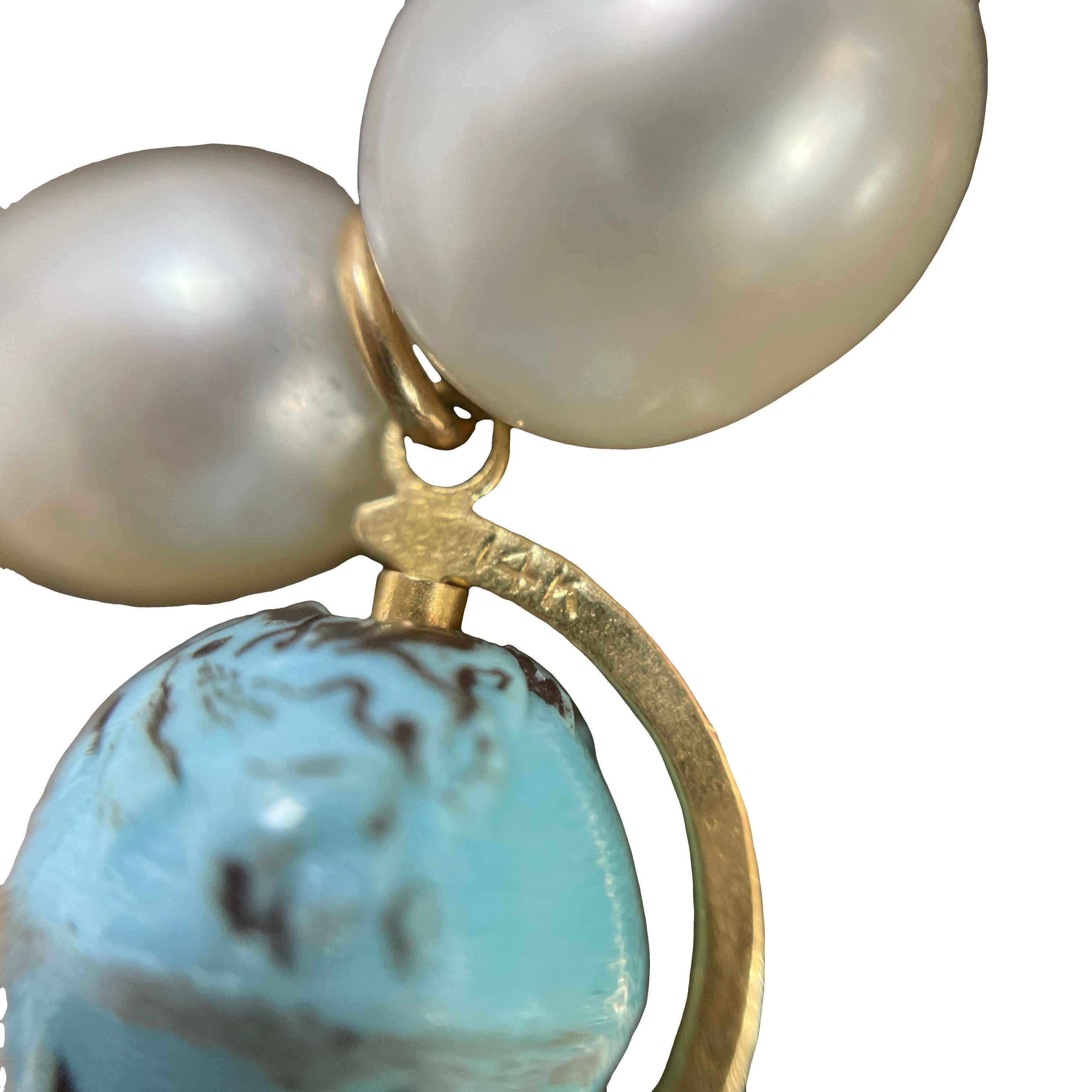 Bracciale di perle con charme Globe d'epoca in oro giallo 14k In condizioni ottime in vendita a New York, NY