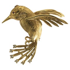 Broche Colibrí Vintage Oro Amarillo 14K 12.4g