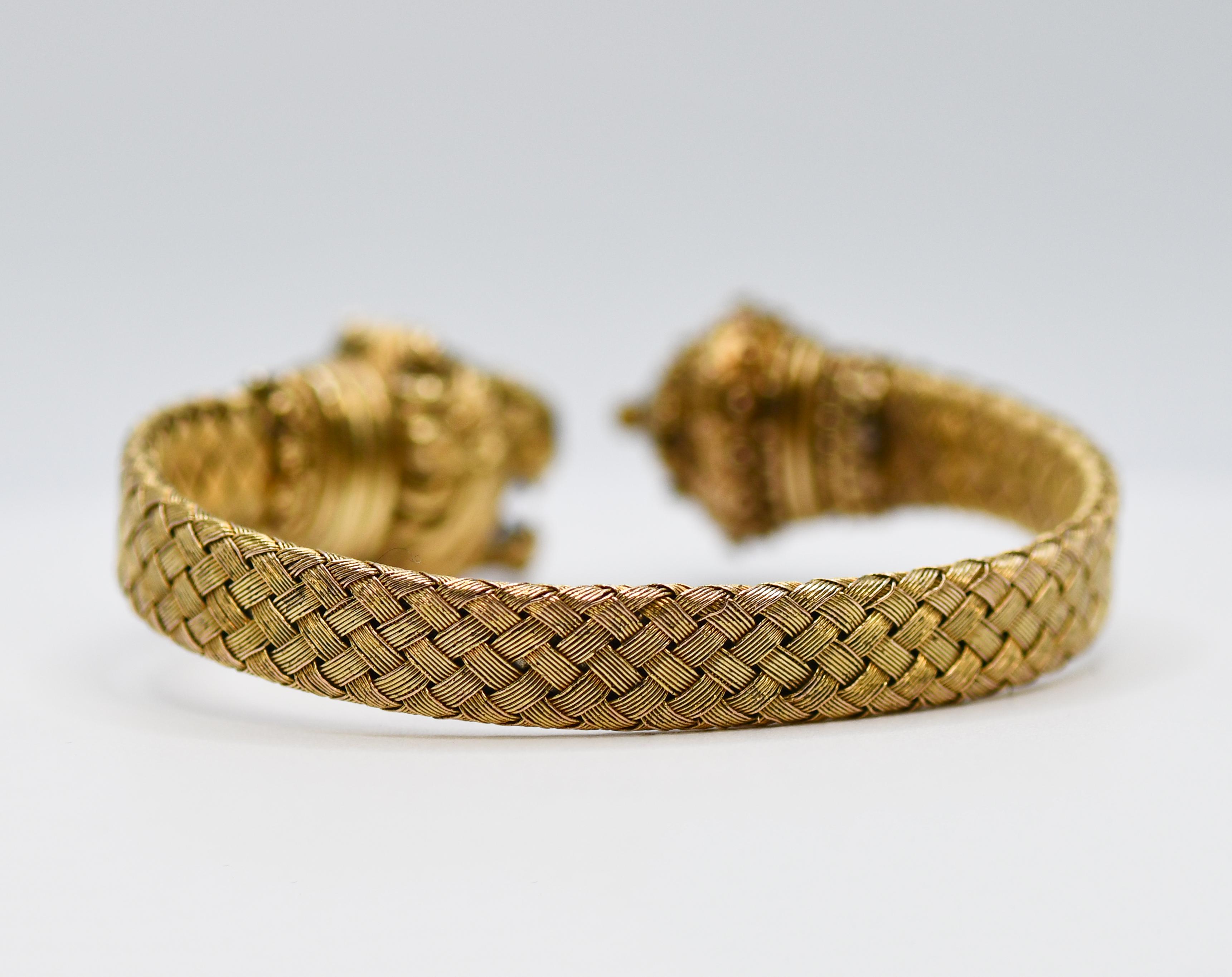 14K Gelbgold Vintage Löwenkopf-Armband 23,5 g im Zustand „Hervorragend“ in Laguna Beach, CA