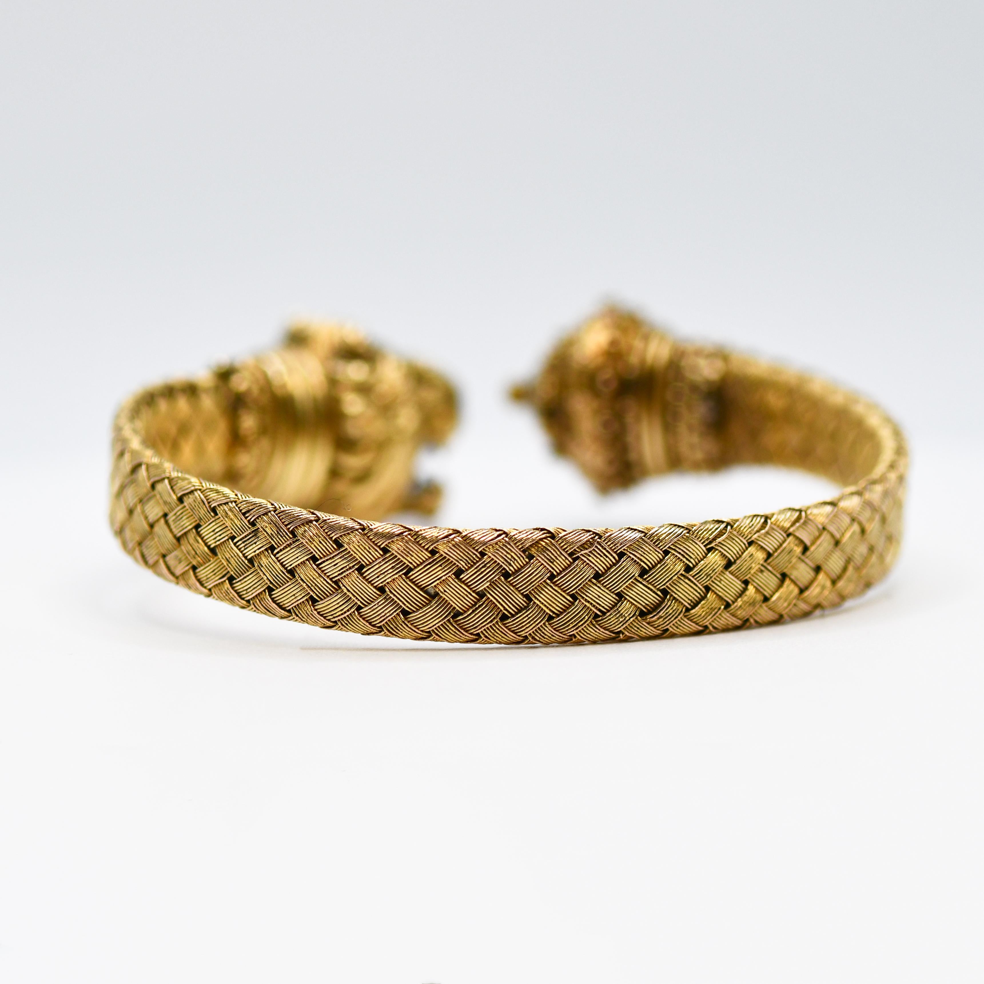 14K Gelbgold Vintage Löwenkopf-Armband 23,5 g für Damen oder Herren