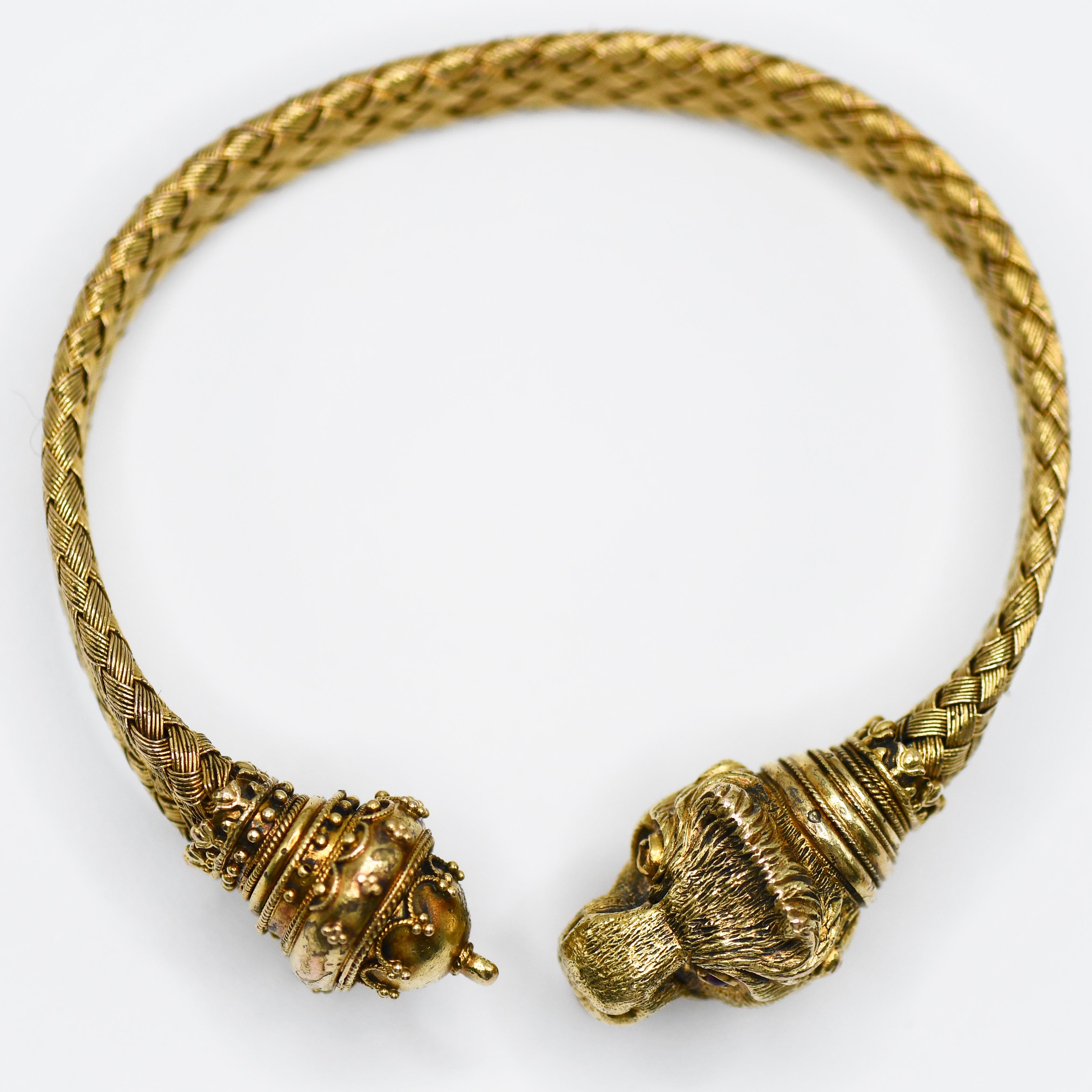 14K Gelbgold Vintage Löwenkopf-Armband 23,5 g 3