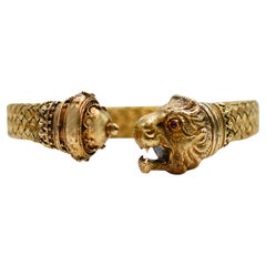 14K Gelbgold Vintage Löwenkopf-Armband 23,5 g