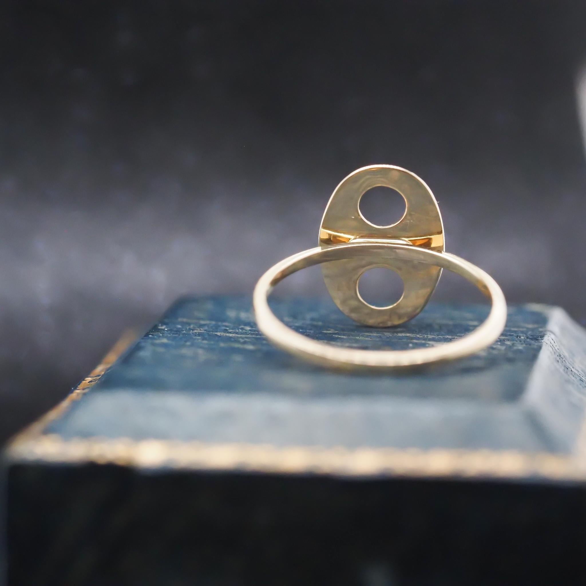 14k Yellow Gold Vintage Mariner Link Ring For Sale 1