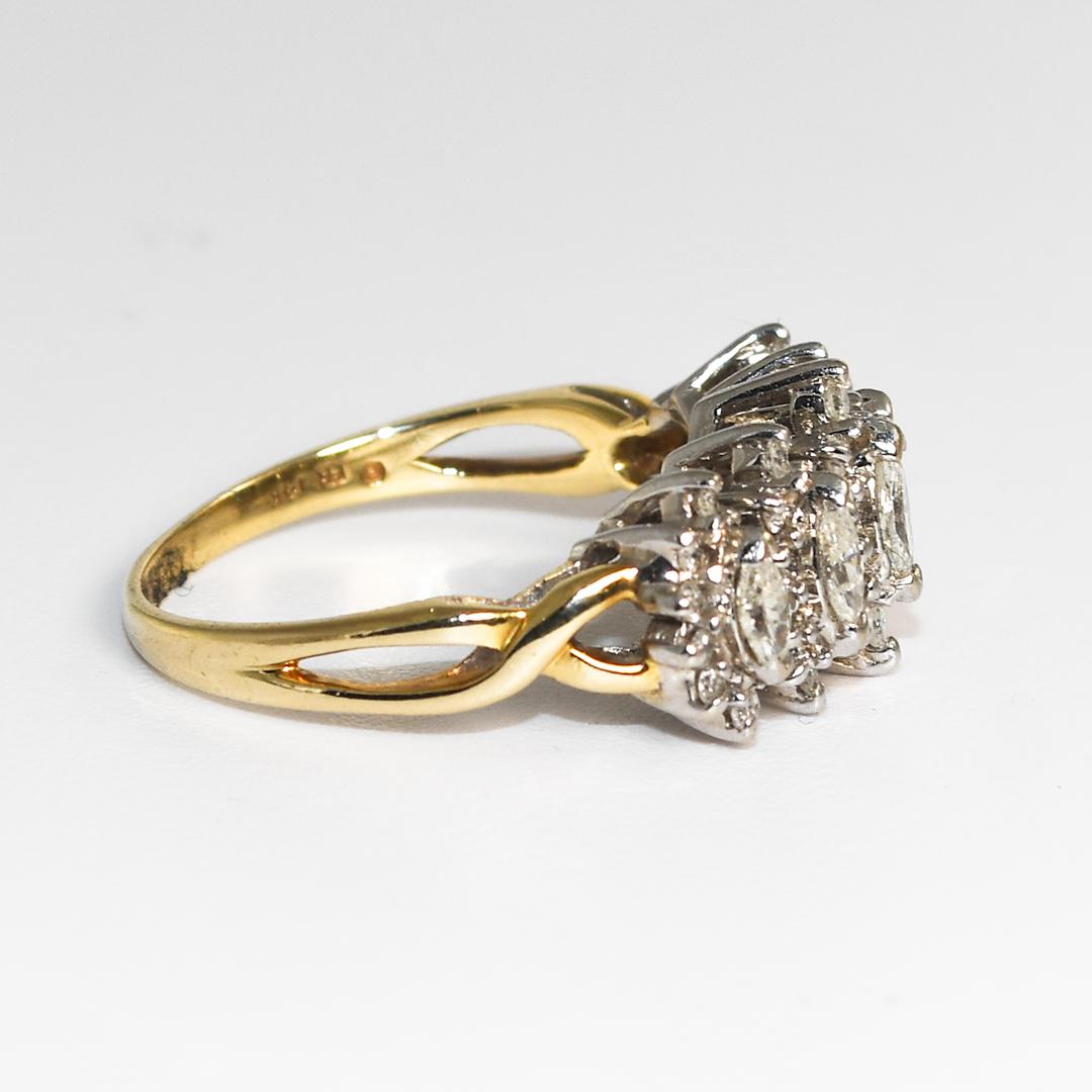 14 Karat Gelbgold Vintage Marquise-Diamantring 1,00 Karat (Marquiseschliff)