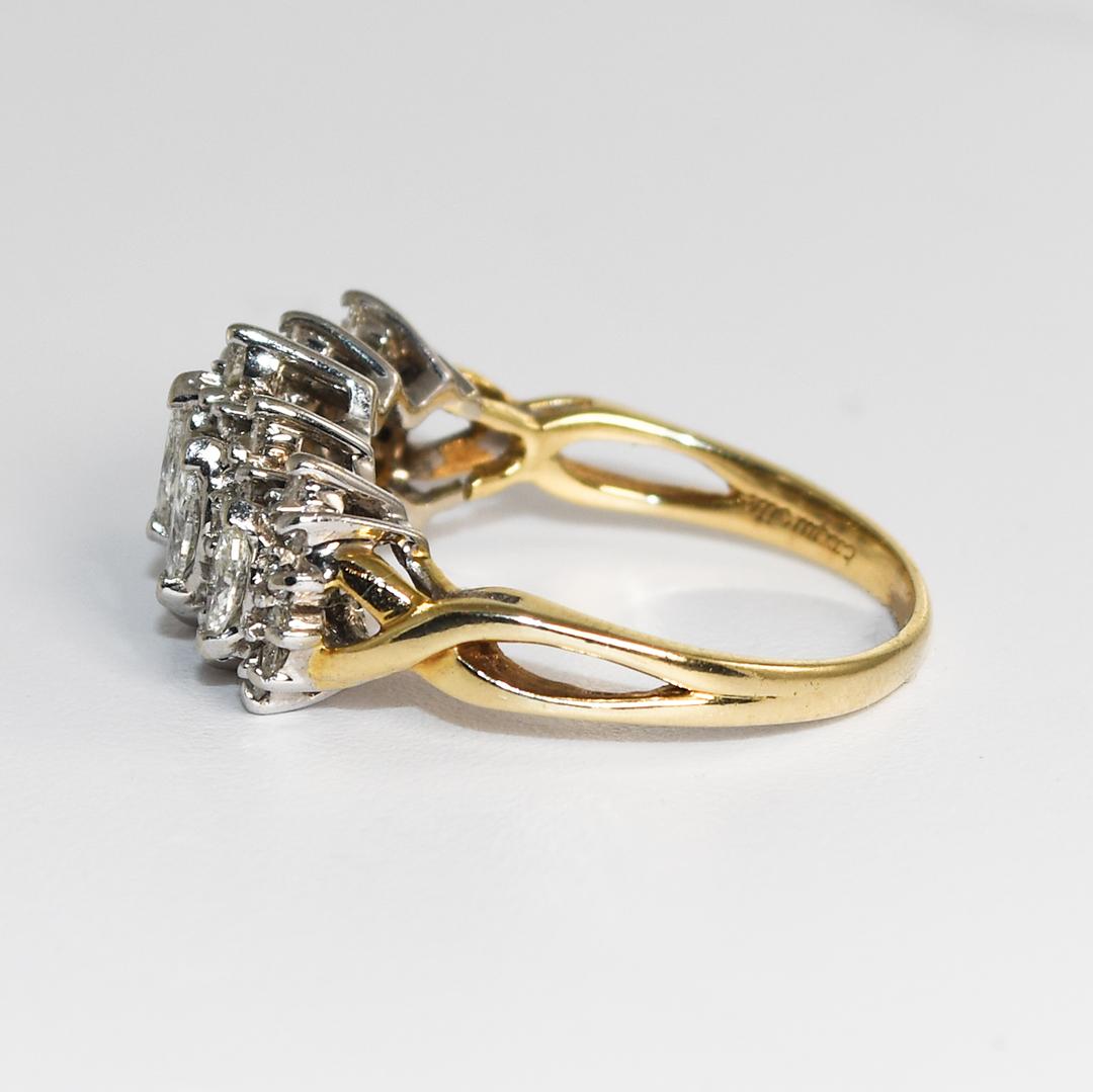 14 Karat Gelbgold Vintage Marquise-Diamantring 1,00 Karat für Damen oder Herren