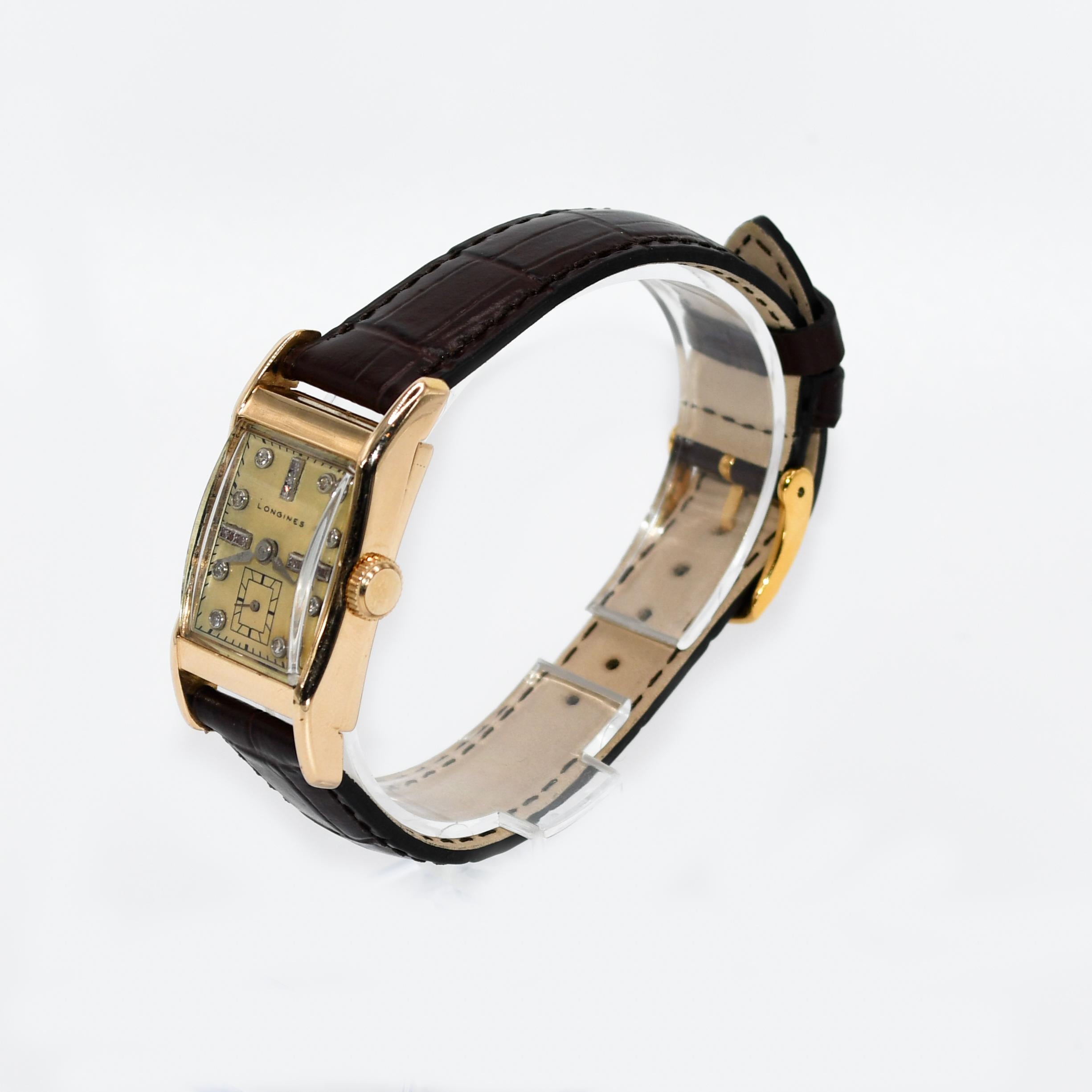vintage longines 14k gold watch with diamonds