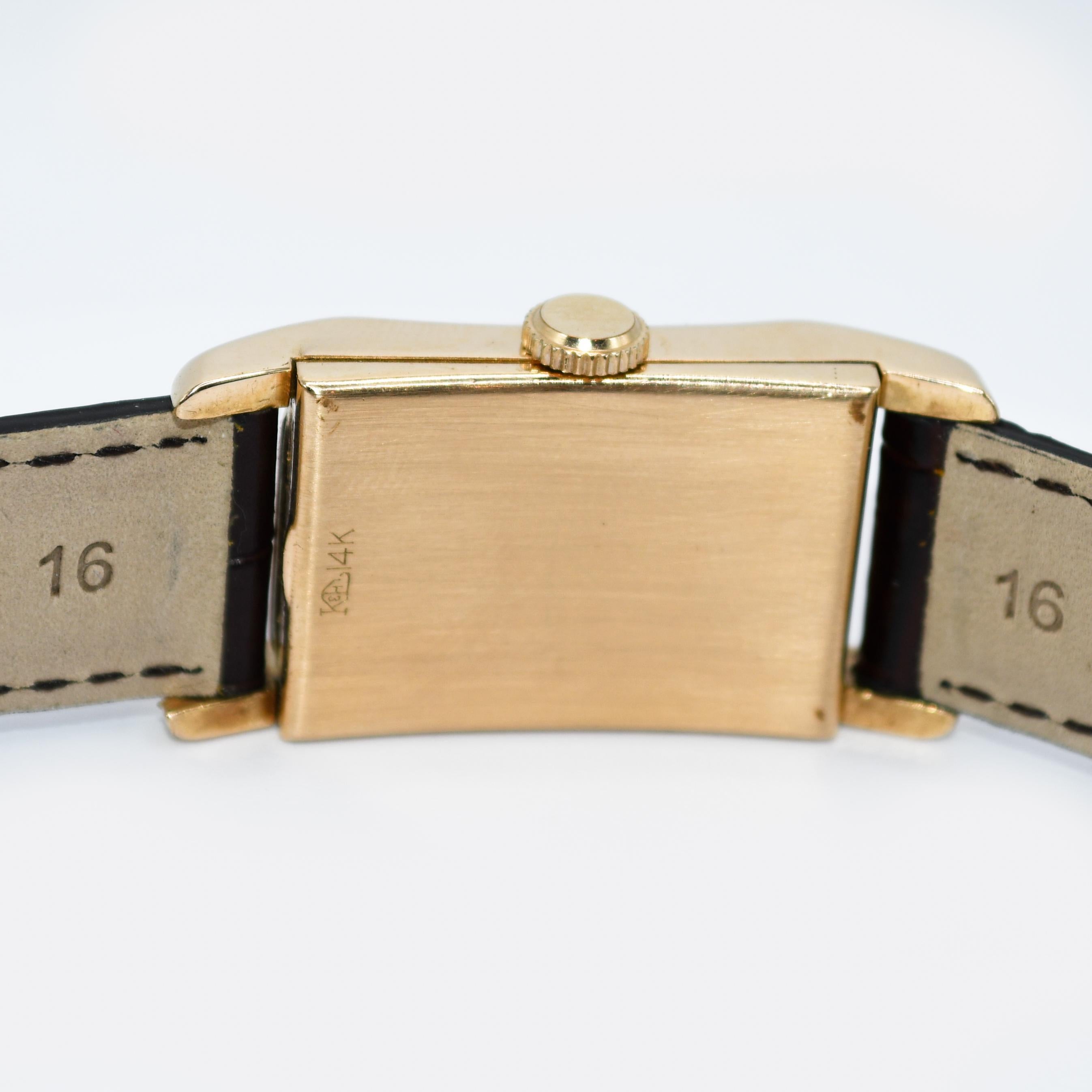 Brilliant Cut 14K Yellow Gold Vintage Men's Longines Watch, Diamond Dial, Manual 17 jewels