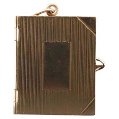 14K Yellow Gold Vintage Notebook Charm with Open Blank Page