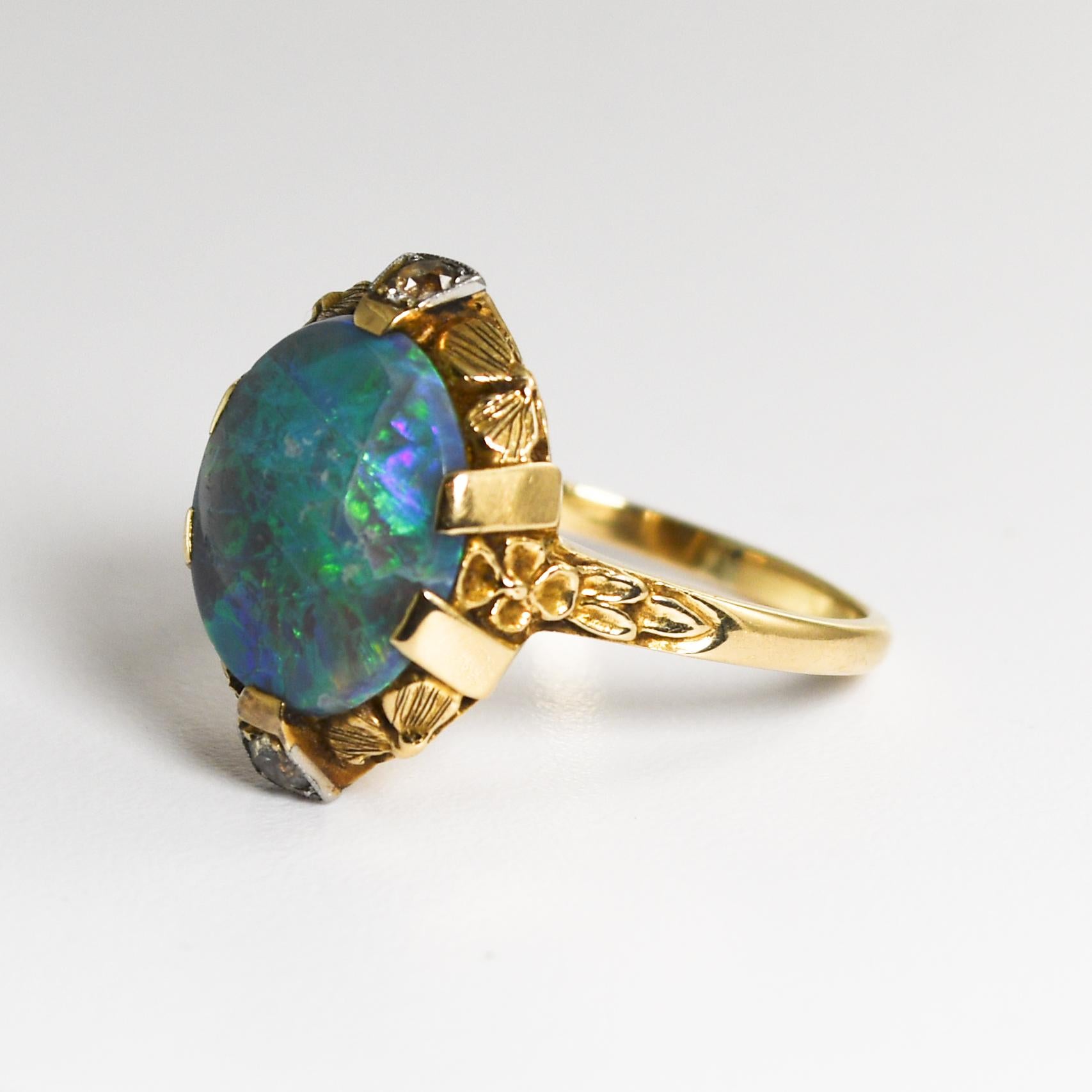 14K Yellow Gold Vintage Opal Ring 3.5g For Sale 1