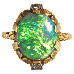 Anillo de ópalo vintage de oro amarillo de 14 quilates 3,5 g