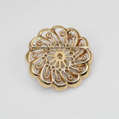 14K Gelbgold Vintage Perlen- und Diamantbrosche, 14,7 g, .72tdw