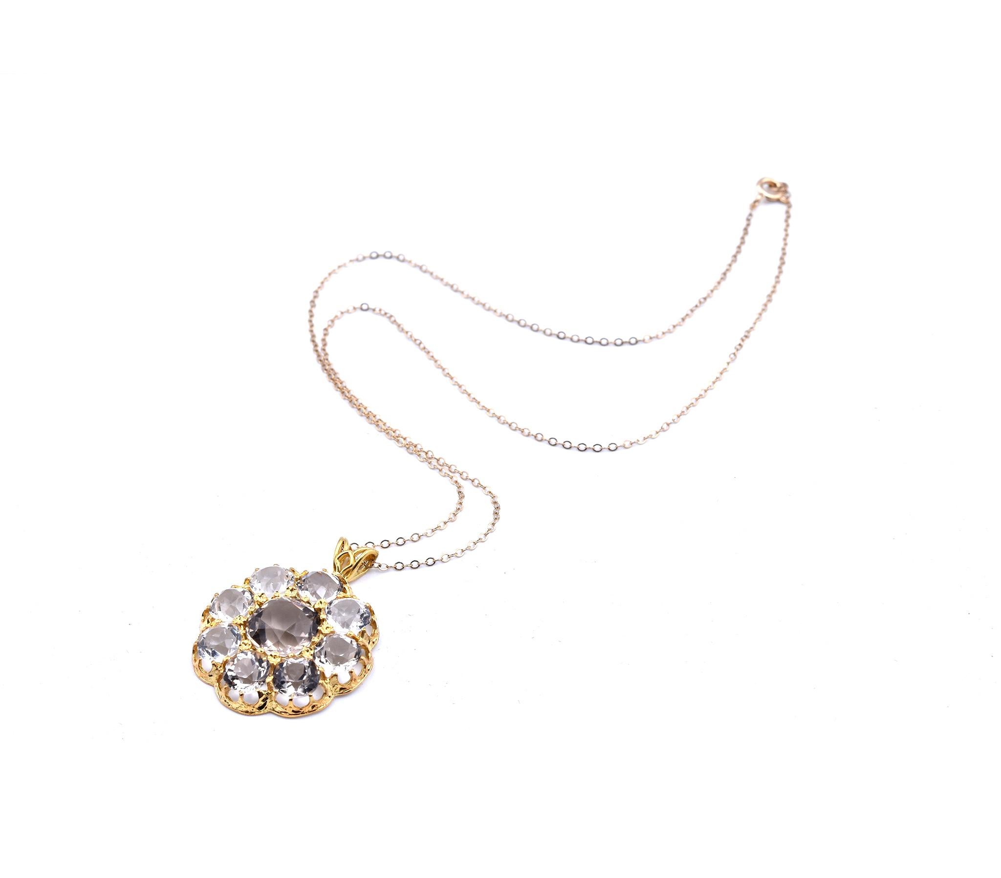 14 Karat Yellow Gold Vintage Quartz Necklace In Excellent Condition In Scottsdale, AZ