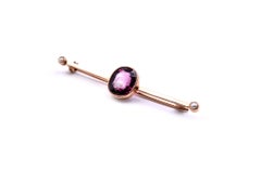 14 Karat Yellow Gold Vintage Rhodalite Garnet Pin with Pearls