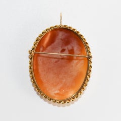 14K Yellow Gold Vintage Shell Cameo Brooch 12.2g