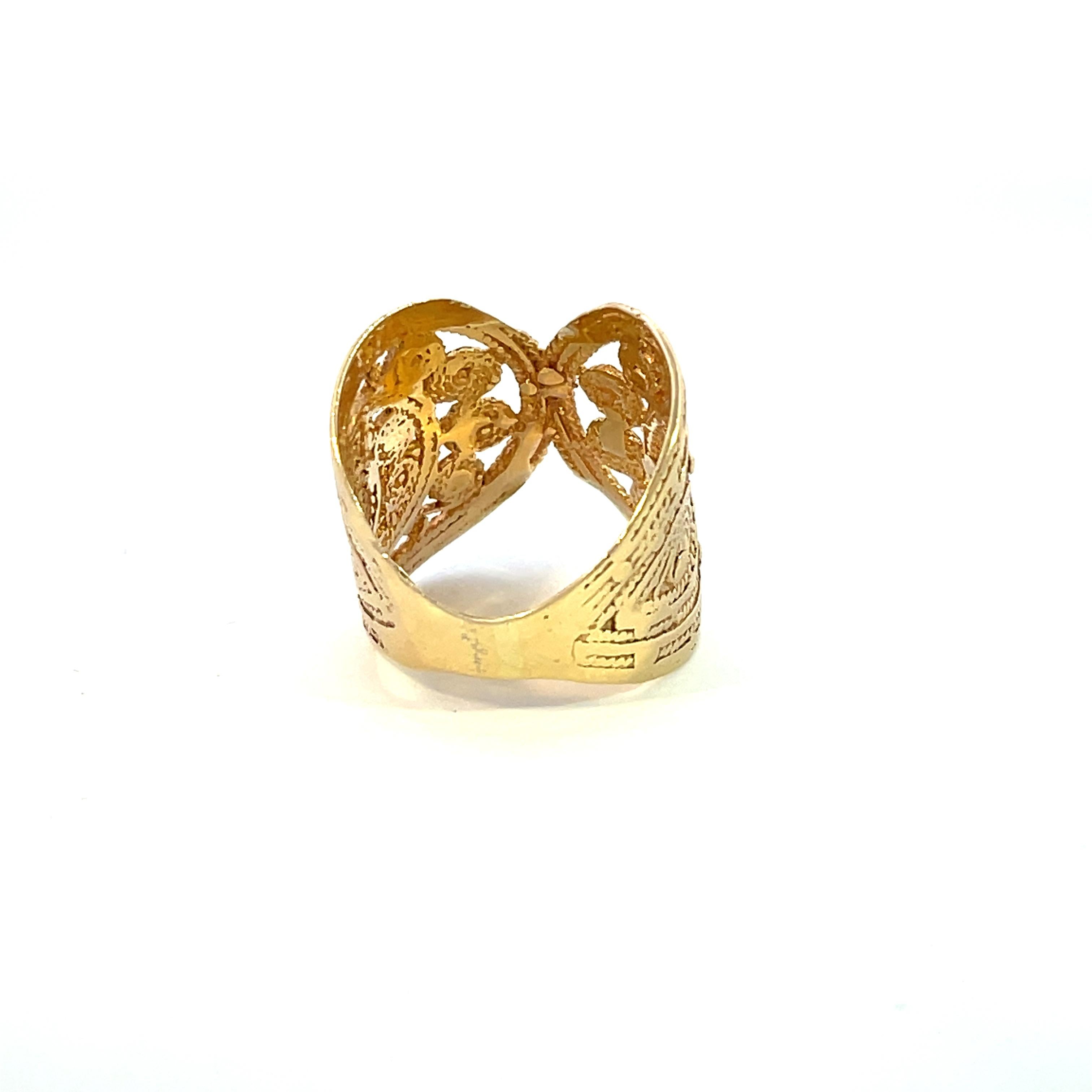 14K Yellow Gold Vintage Style Ring In New Condition For Sale In Los Angeles, CA