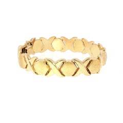Vintage 14K Yellow Gold X & O Link Bracelet, 7 Inch, USA, 18.8g