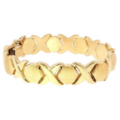 Vintage 14K Yellow Gold X & O Link Bracelet, 7 Inch, USA, 18.8g