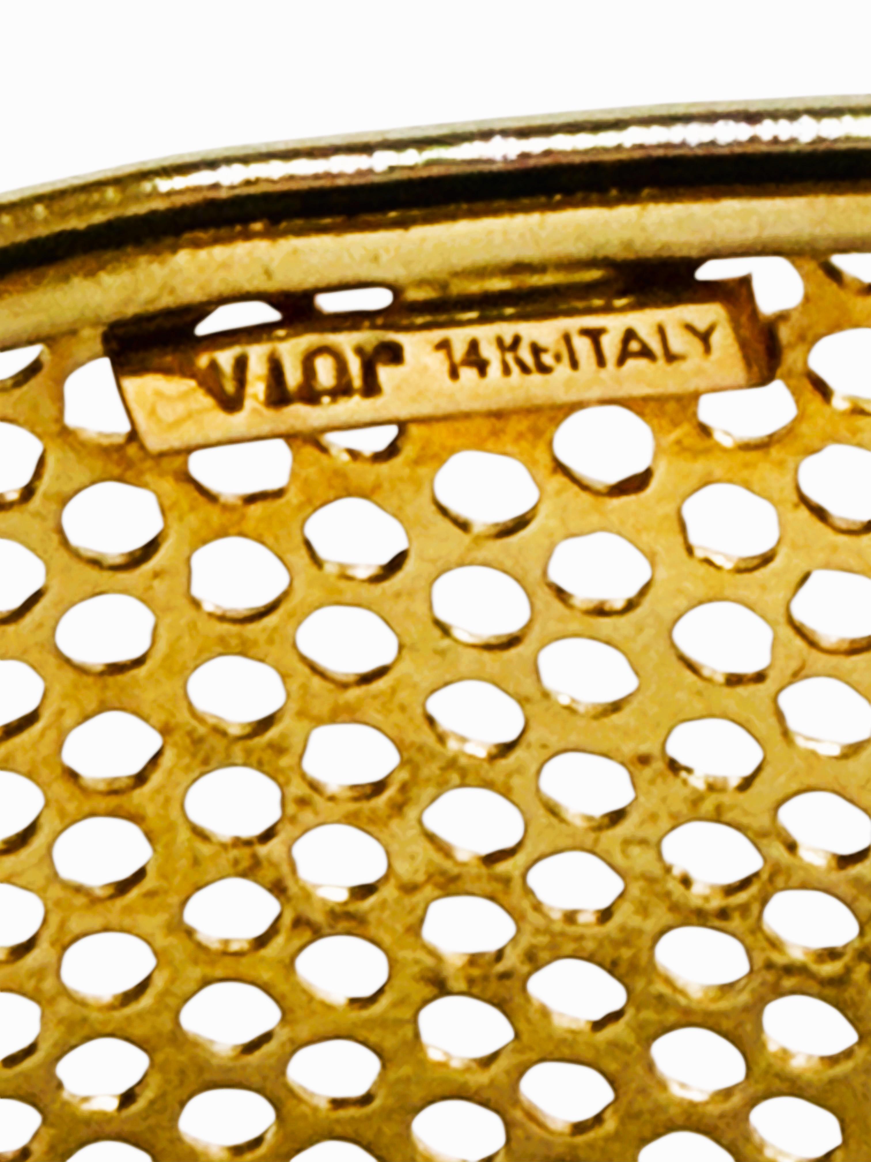 Bracelet manchette en or jaune 14K Vior Italy 10.31 Grammes - Maker's Mark Pour femmes en vente