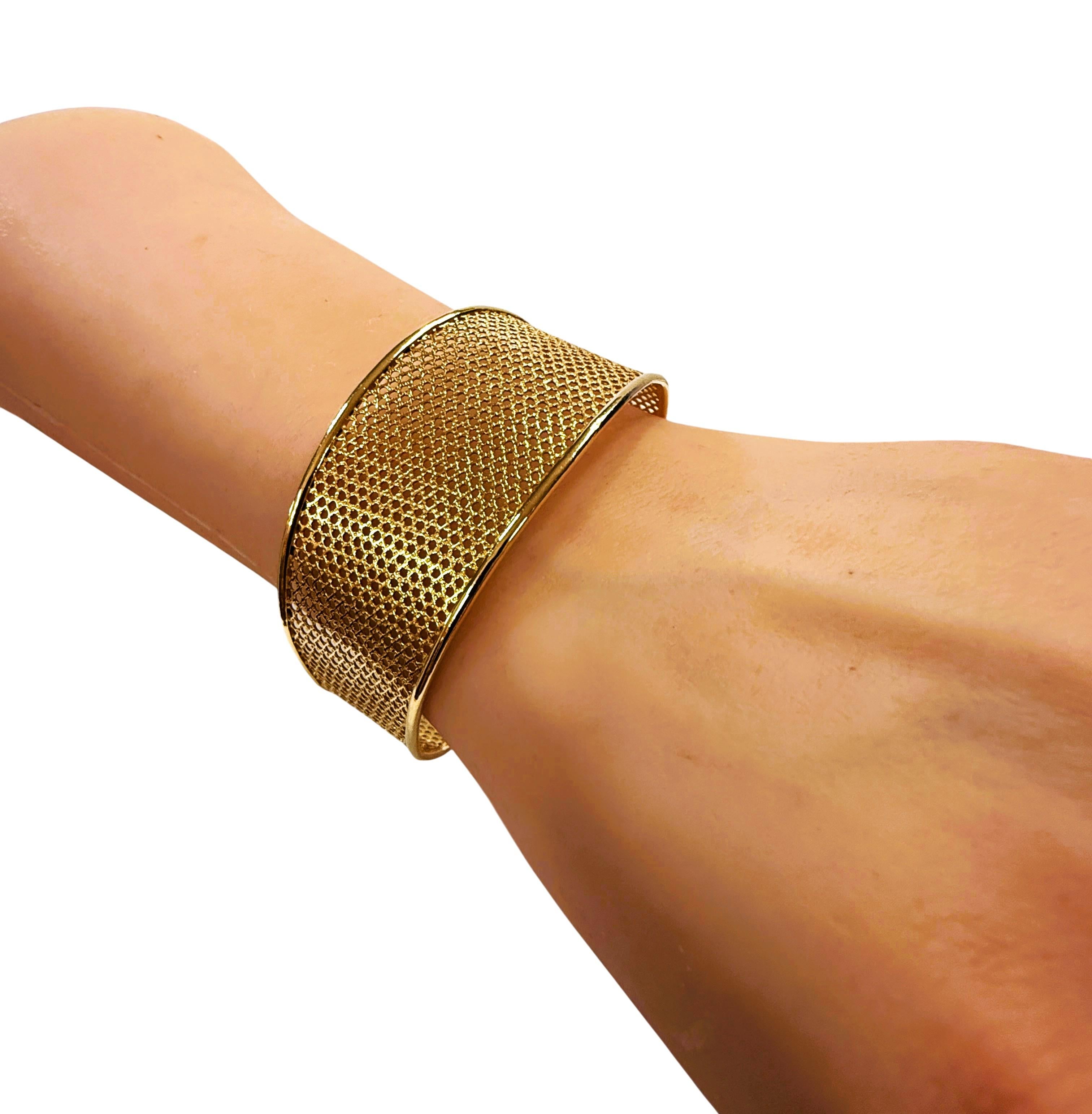 Bracelet manchette en or jaune 14K Vior Italy 10.31 Grammes - Maker's Mark en vente 2