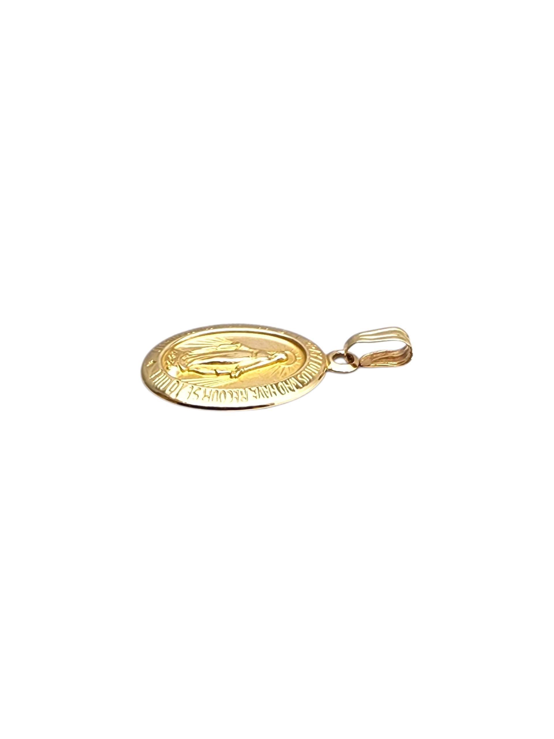 Women's 14K Yellow Gold Virgin Mary Miraculous Medal Pendant #22769 For Sale