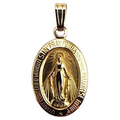 Vintage 14K Yellow Gold Virgin Mary Miraculous Medal Pendant #22769