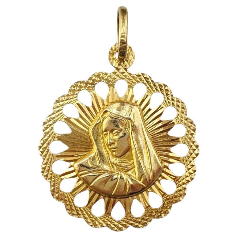 14K Yellow Gold Virgin Mary Pendant #17442 For Sale