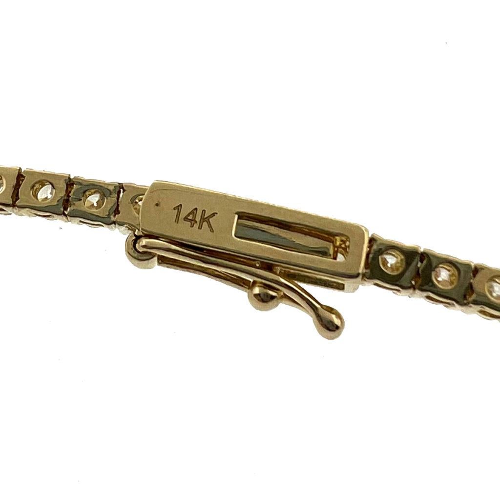 Style - Tennis Bracelet
Metal - 14k Yellow Gold
Weight - 14.9G
Length - 16″
Diamonds  6.76 ctw
