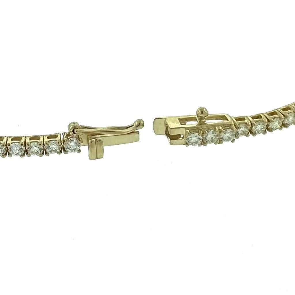 Round Cut 14k Yellow Gold VS Diamond Tennis Necklace 6.76 CTW For Sale