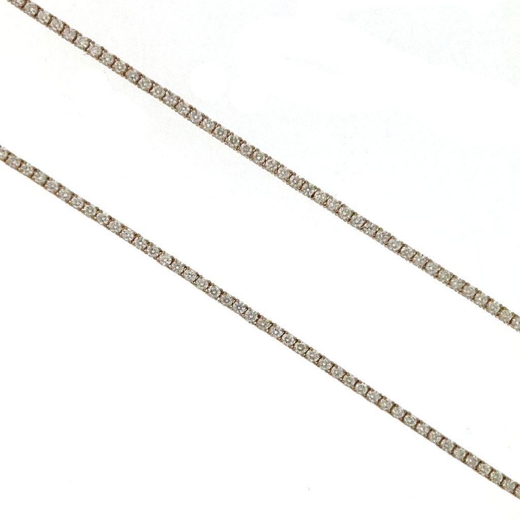 Women's 14k Yellow Gold VS Diamond Tennis Necklace 6.76 CTW For Sale