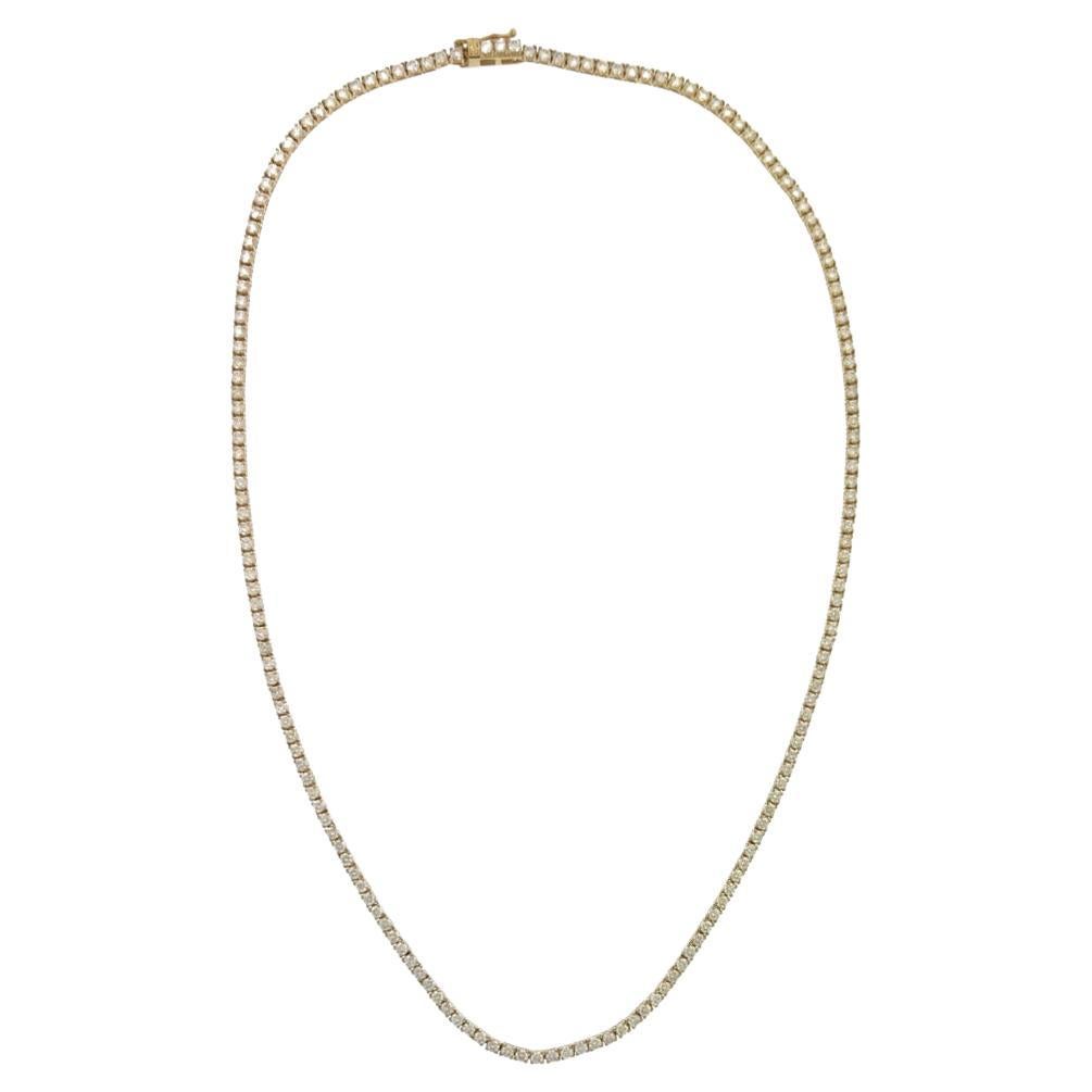 Collier tennis en or jaune 14 carats avec diamants VS de 6,76 carats