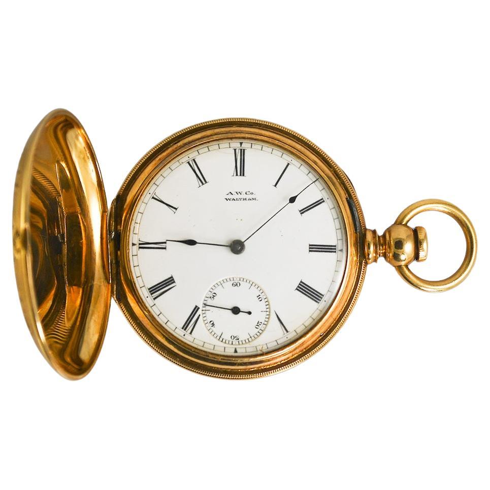 A.W. Co Waltham 14 Karat Yellow Gold circa 1890s Manual Wind Pocket