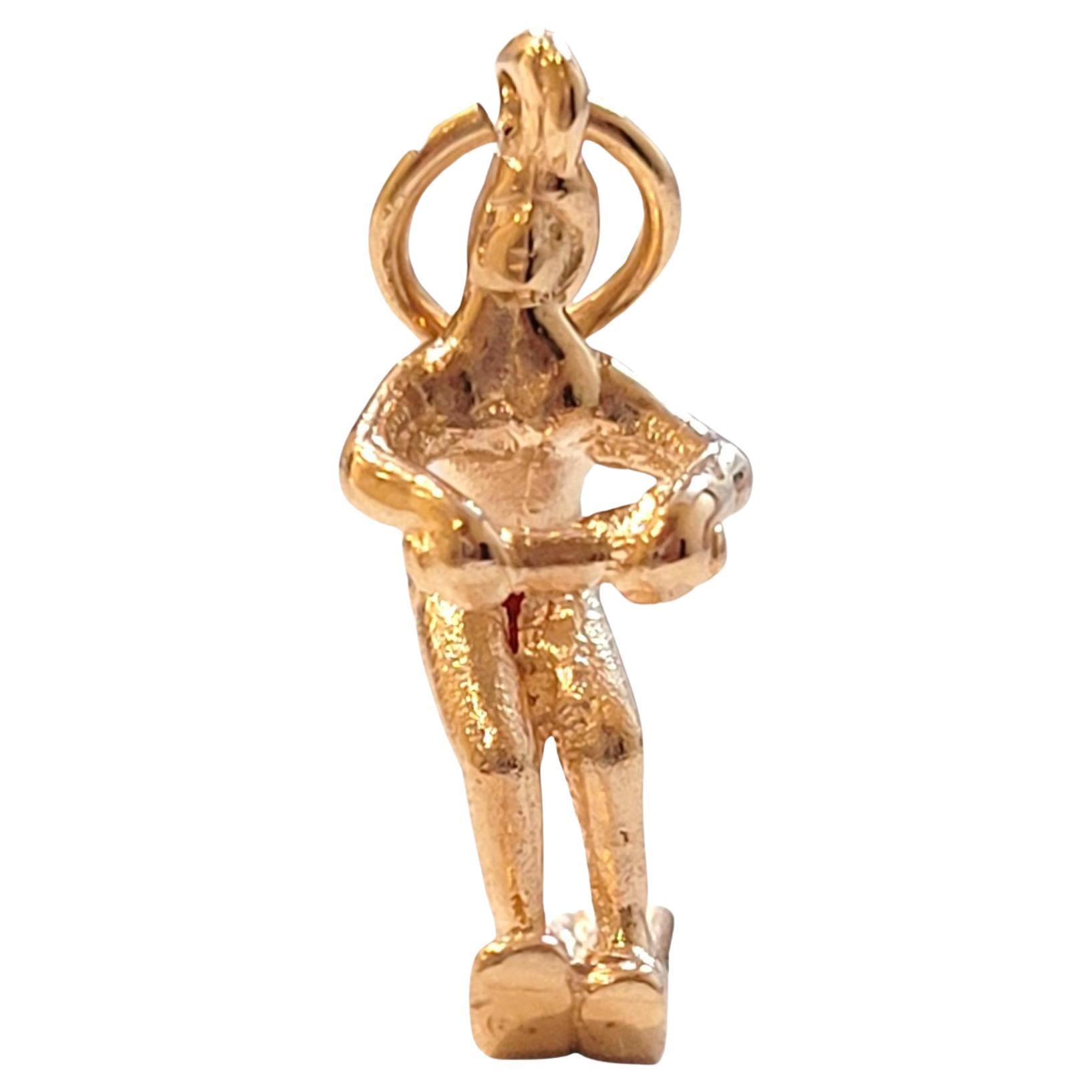 Amuleto Esquiador acuático de oro amarillo de 14 quilates #18450