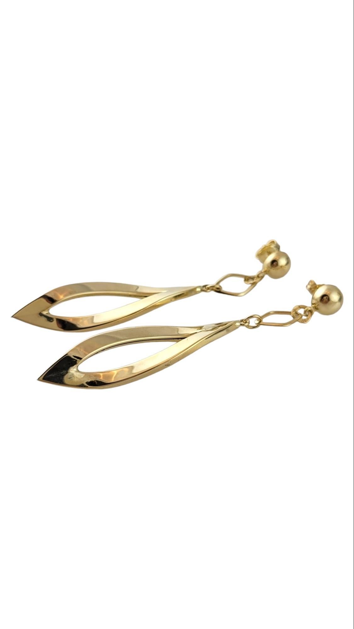 14K Yellow Gold Wavey Dangle Earrings #15168 For Sale 1
