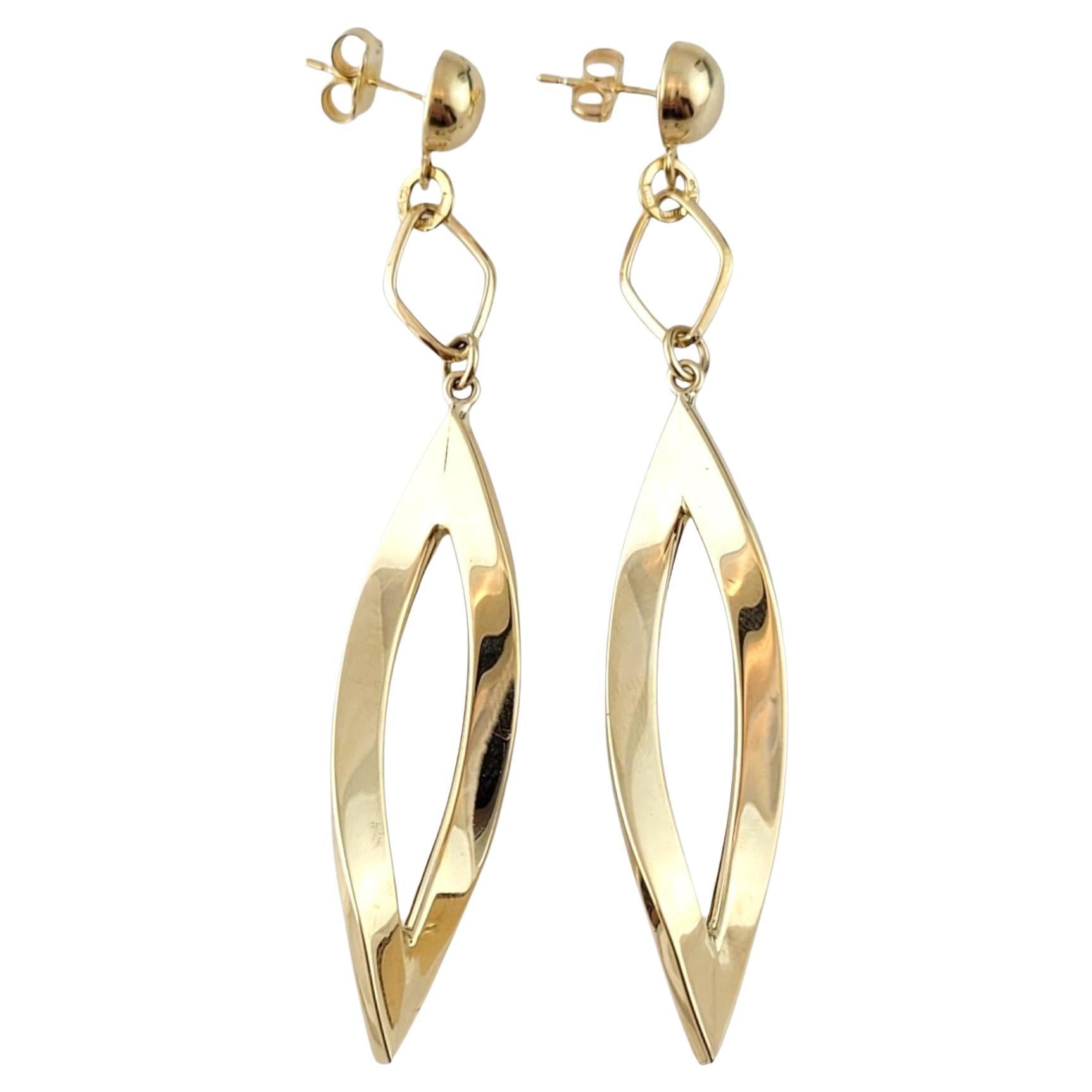 14K Yellow Gold Wavey Dangle Earrings #15168 For Sale