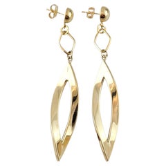 14K Yellow Gold Wavey Dangle Earrings #15168