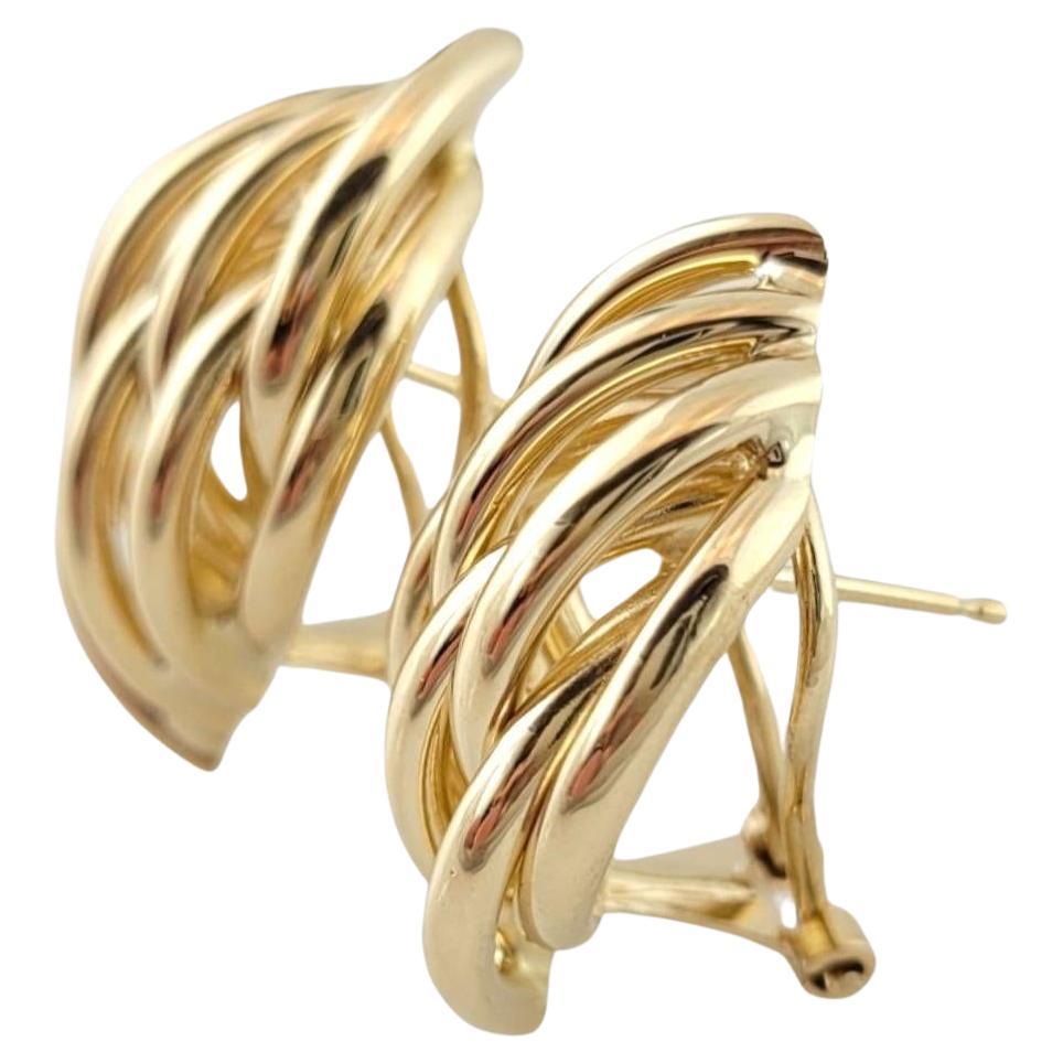 14K Yellow Gold Weave Earrings #15060 For Sale