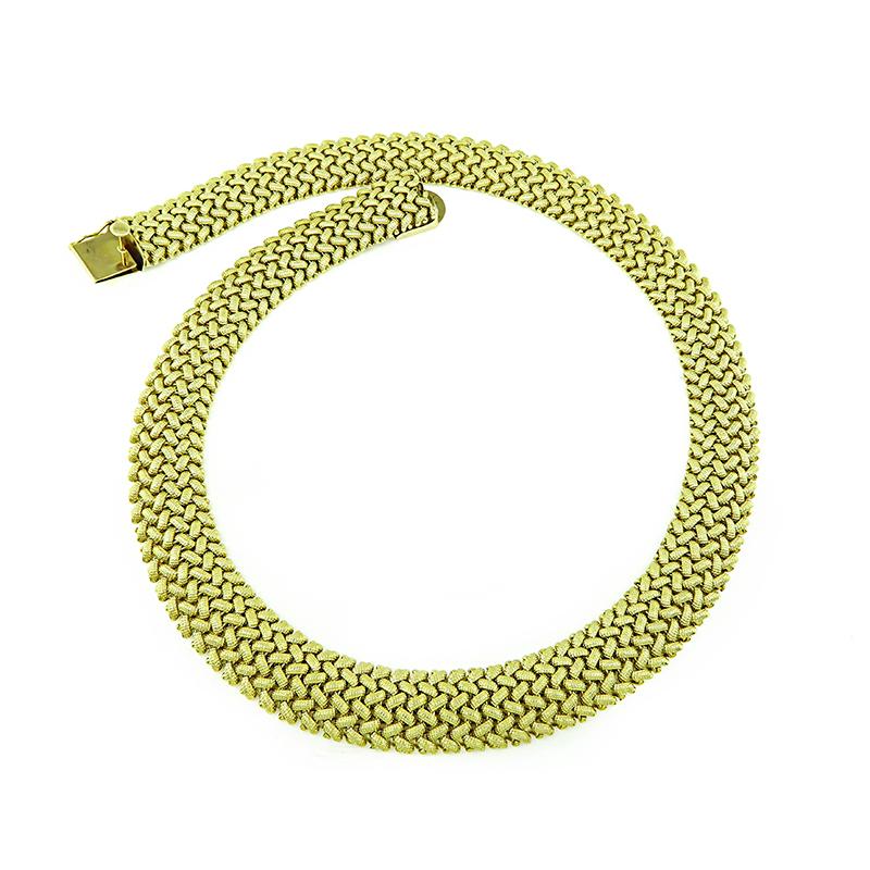 14k Yellow Gold Weave Necklace In Good Condition For Sale In New York, NY