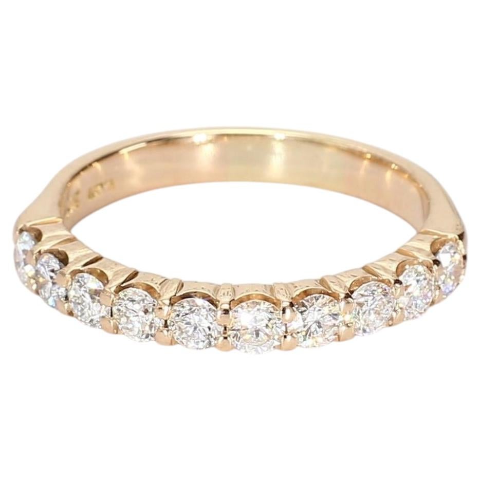 14k Yellow Gold Wedding Band with 10 Round Brilliant Diamonds - Size 8.5