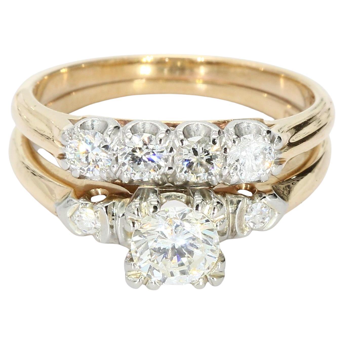 14k Yellow Gold Wedding Ring with 0.5ct Brilliant White Diamond in vendita