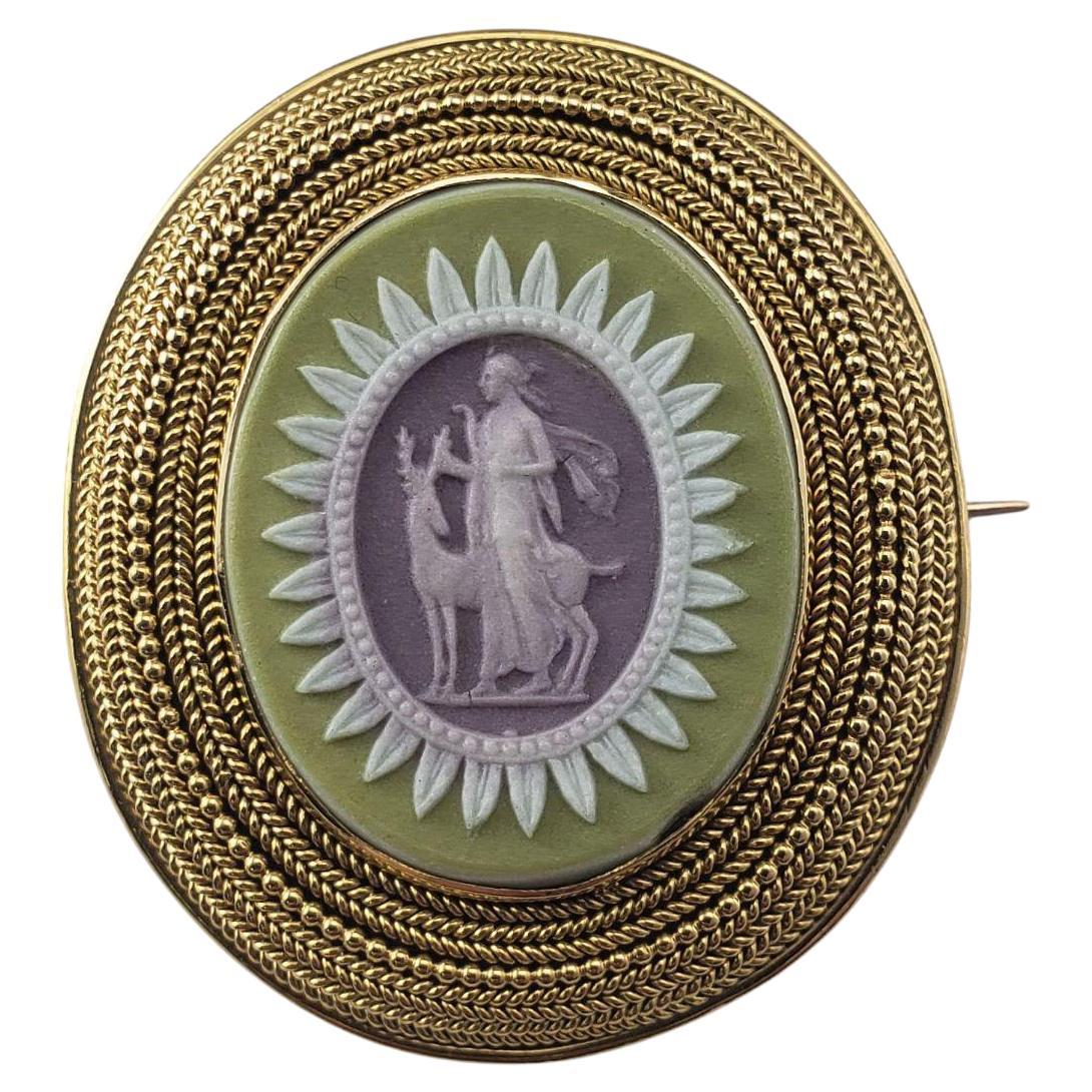 14K Yellow Gold Wedgwood Jasperware Brooch/Pin #21094