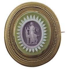14K Yellow Gold Wedgwood Jasperware Brooch/Pin #21094