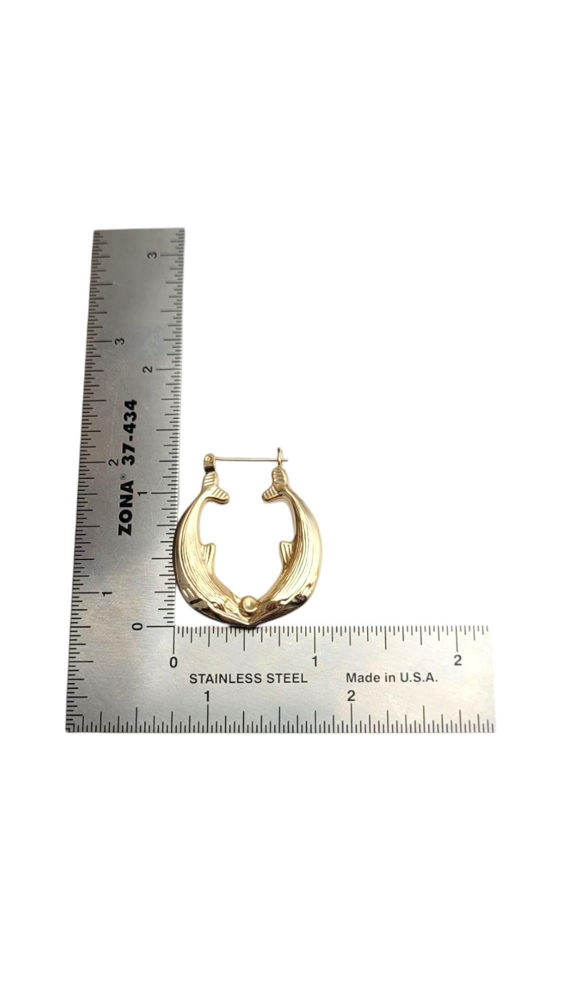 14K Yellow Gold Whale Hoop Earrings #21112 For Sale 1