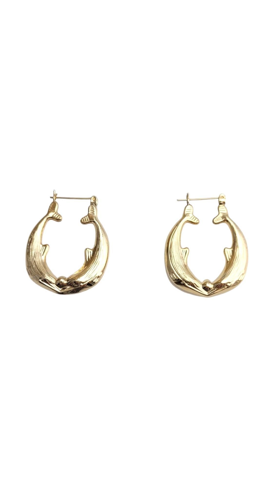 14K Yellow Gold Whale Hoop Earrings #21112 For Sale