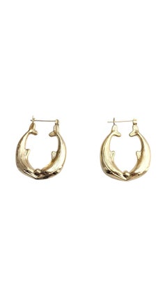 14K Yellow Gold Whale Hoop Earrings #21112