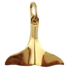 14K Yellow Gold Whale Tail Charm