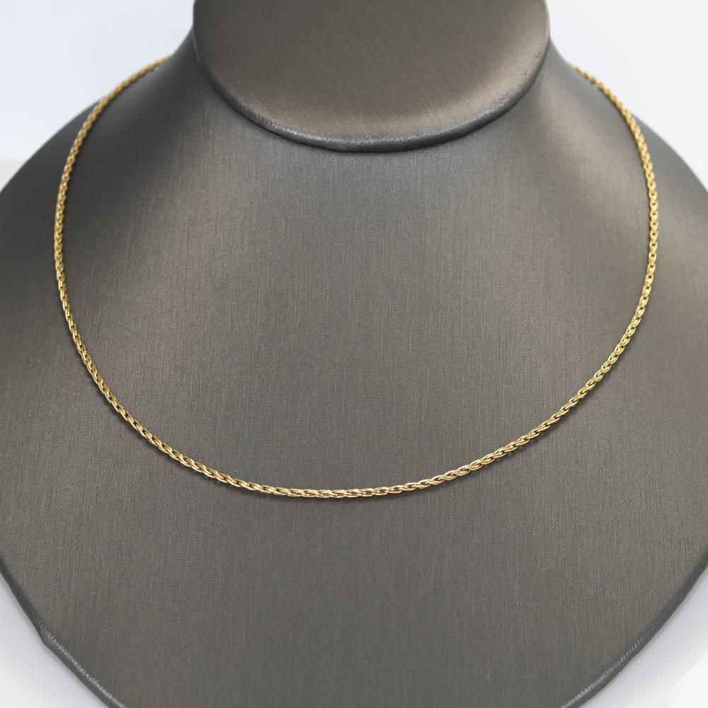 14K Yellow Gold Wheat chain necklace.
Measures 20in
stamped and tests 14k
weighs 7.4gr